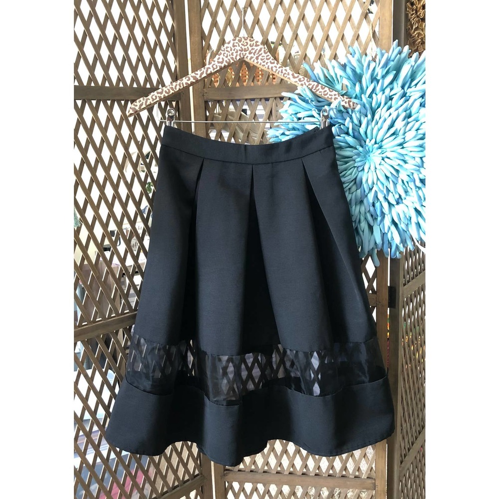 Express Black Fit & Flare Midi Skirt sz 2